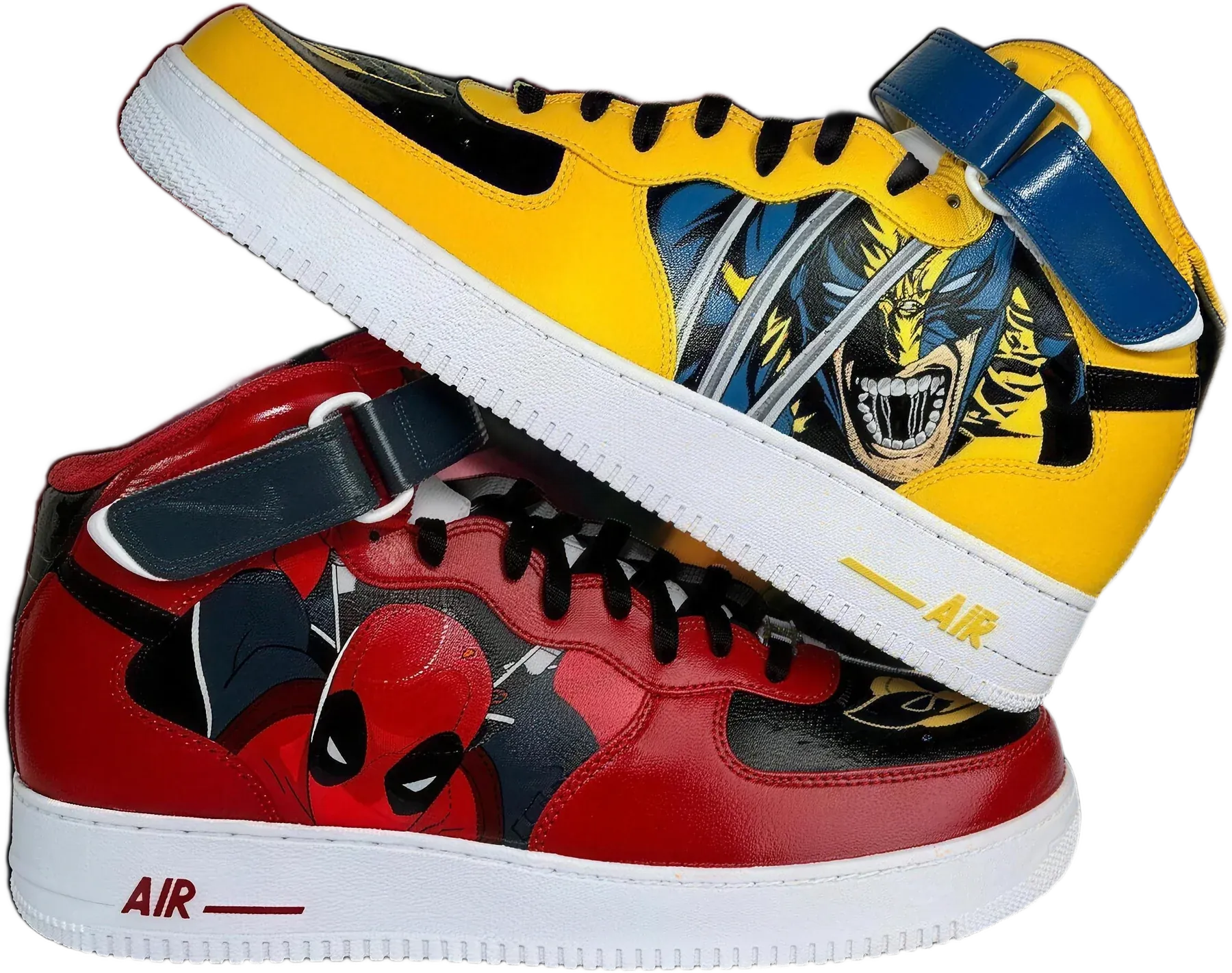 Deadpool vs Wolverine hand-painted AF1 Mid sneakers