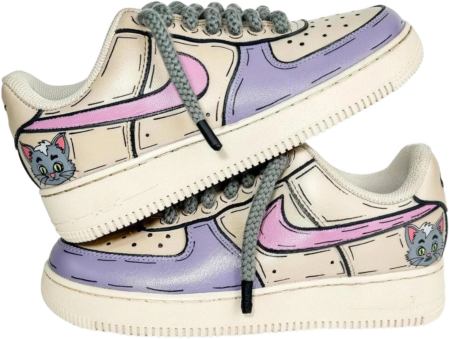 Coffee Meow hand-painted Air Force 1 sneakers