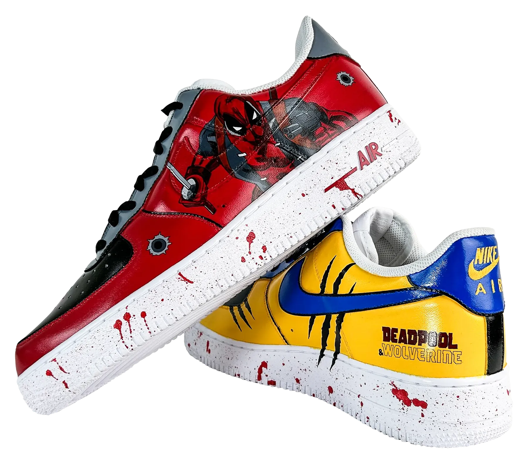 Deadpool x Wolverine hand-painted Air Force 1 sneakers