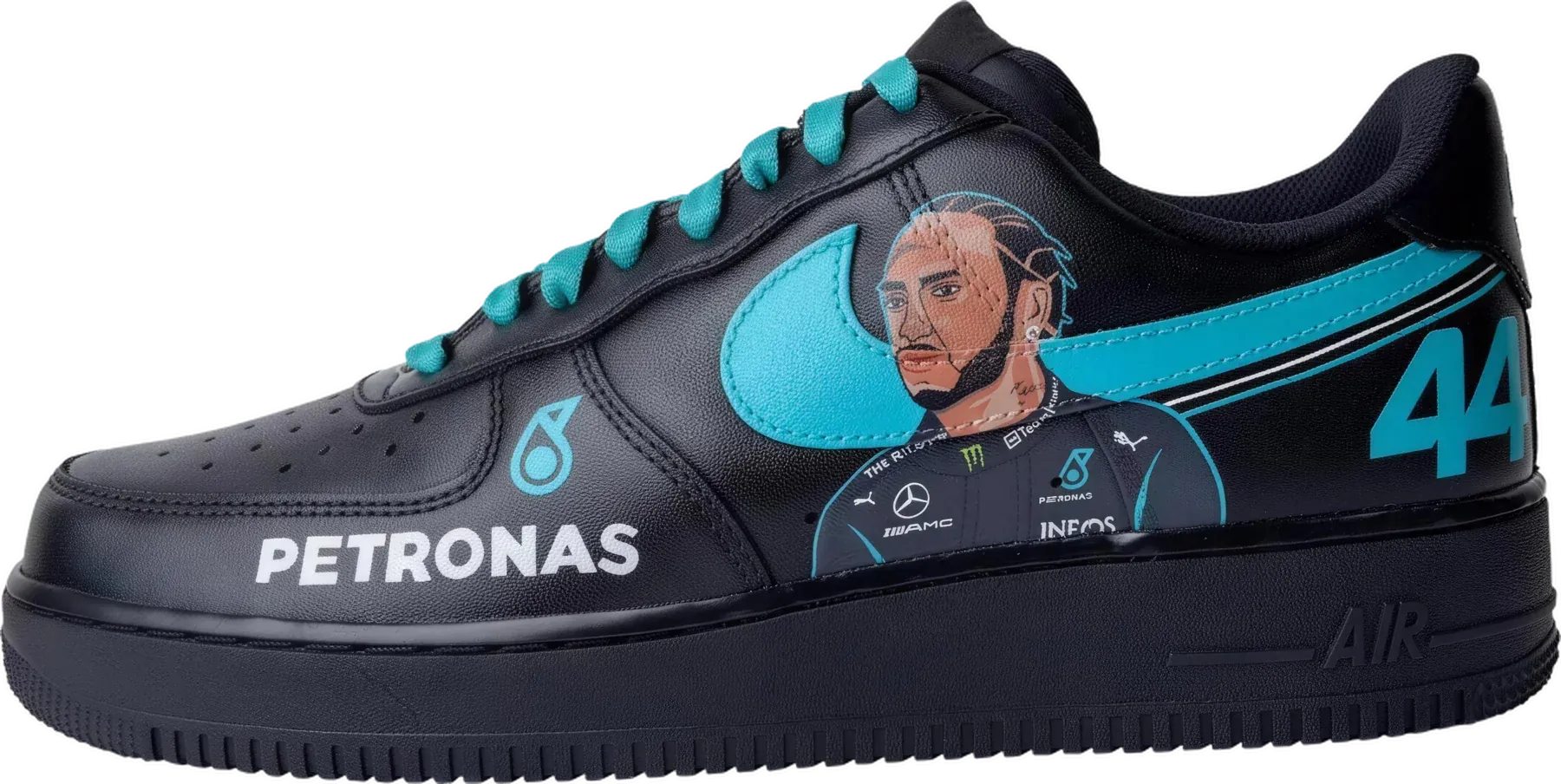 Mercedes Lewis Hamilton No.44 hand-painted Air Force 1 sneakers