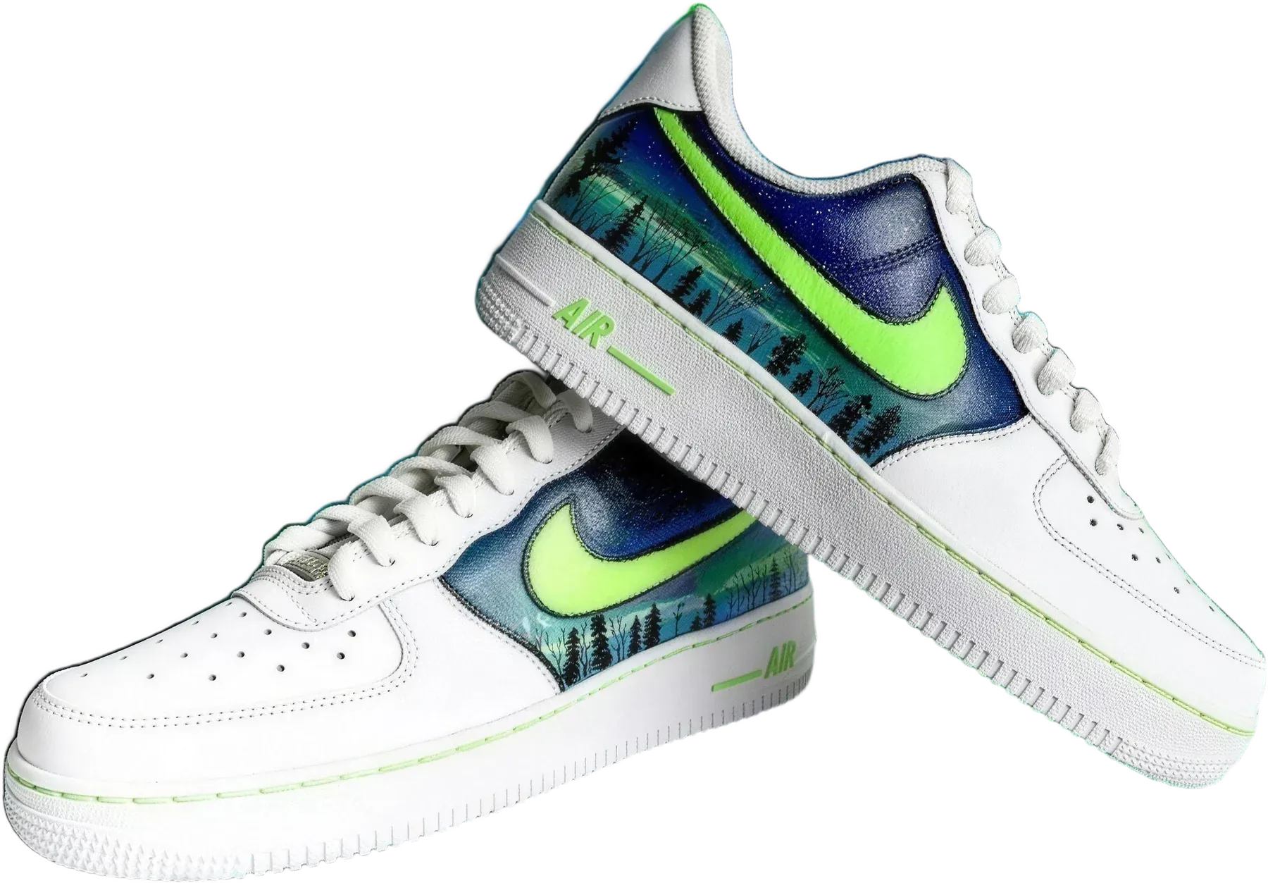 Northern Lights hand-painted Air Force 1 sneakers