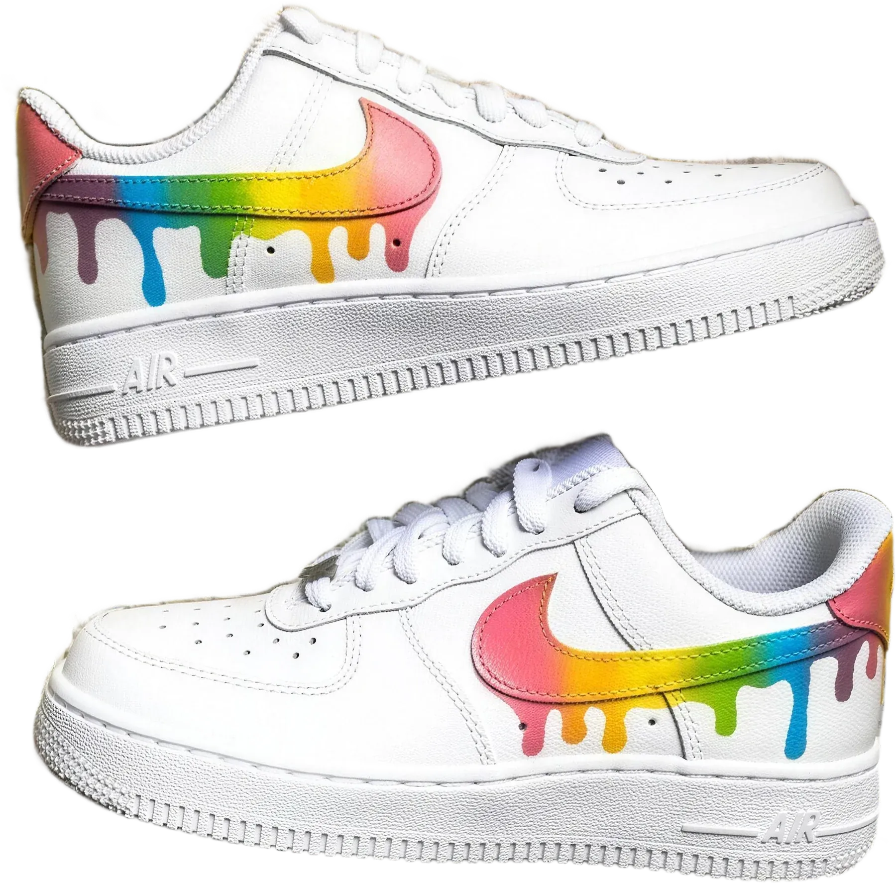 Rainbow Swoosh hand-painted Air Force 1 sneakers