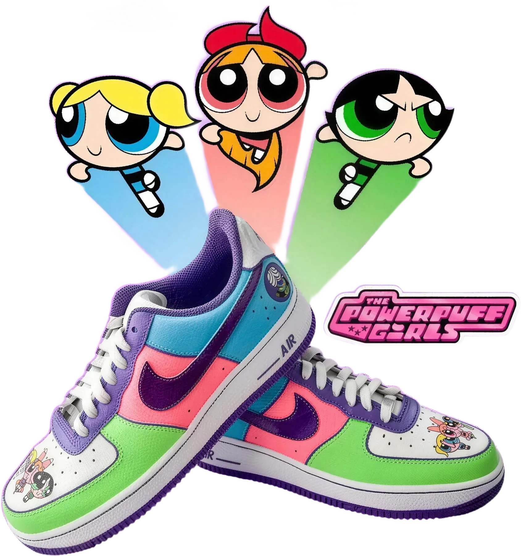 Powerpuff Girls hand-painted Air Force 1 sneakers