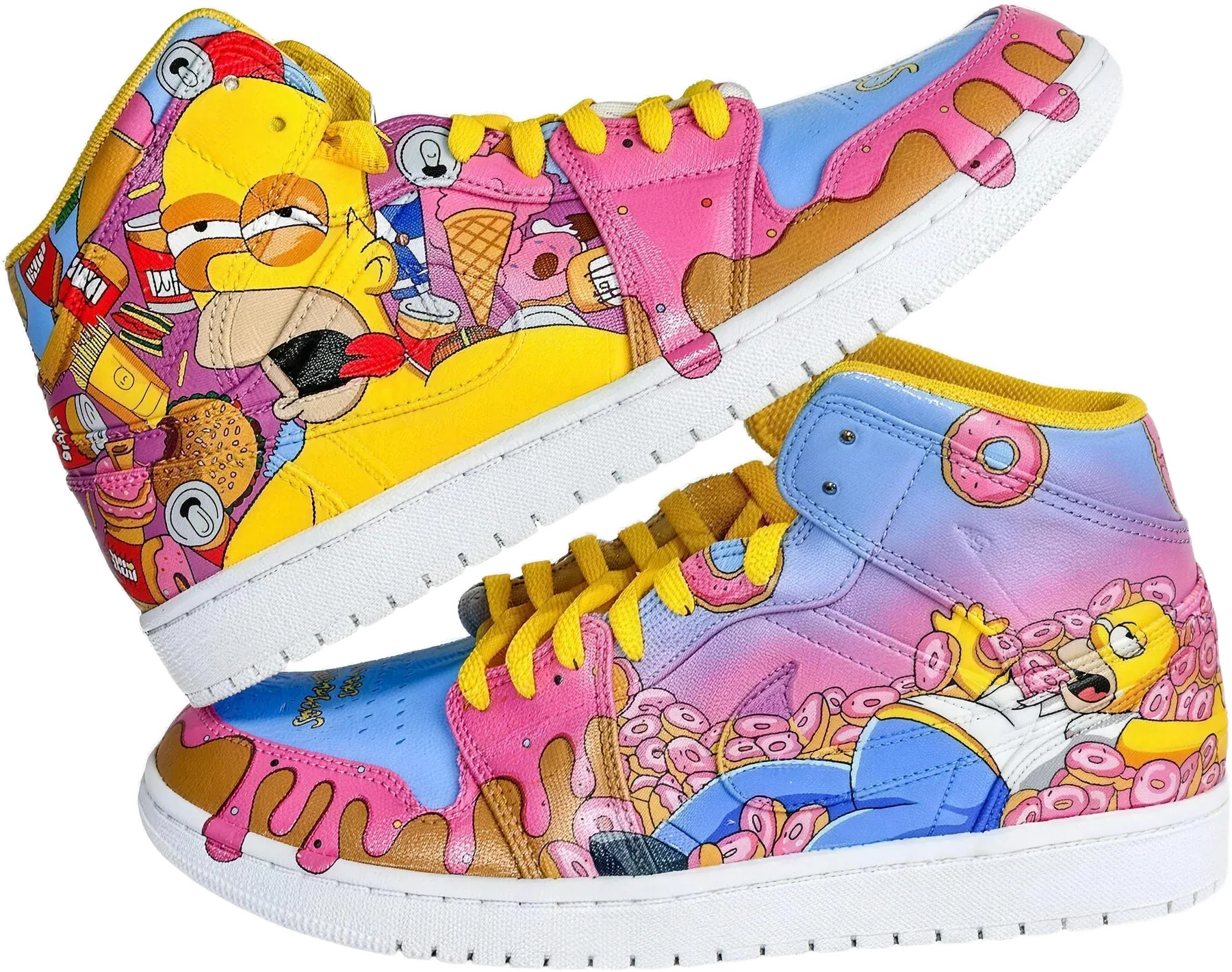 Homer Simpson x Doughnuts hand-painted Air Jordan 1 sneakers