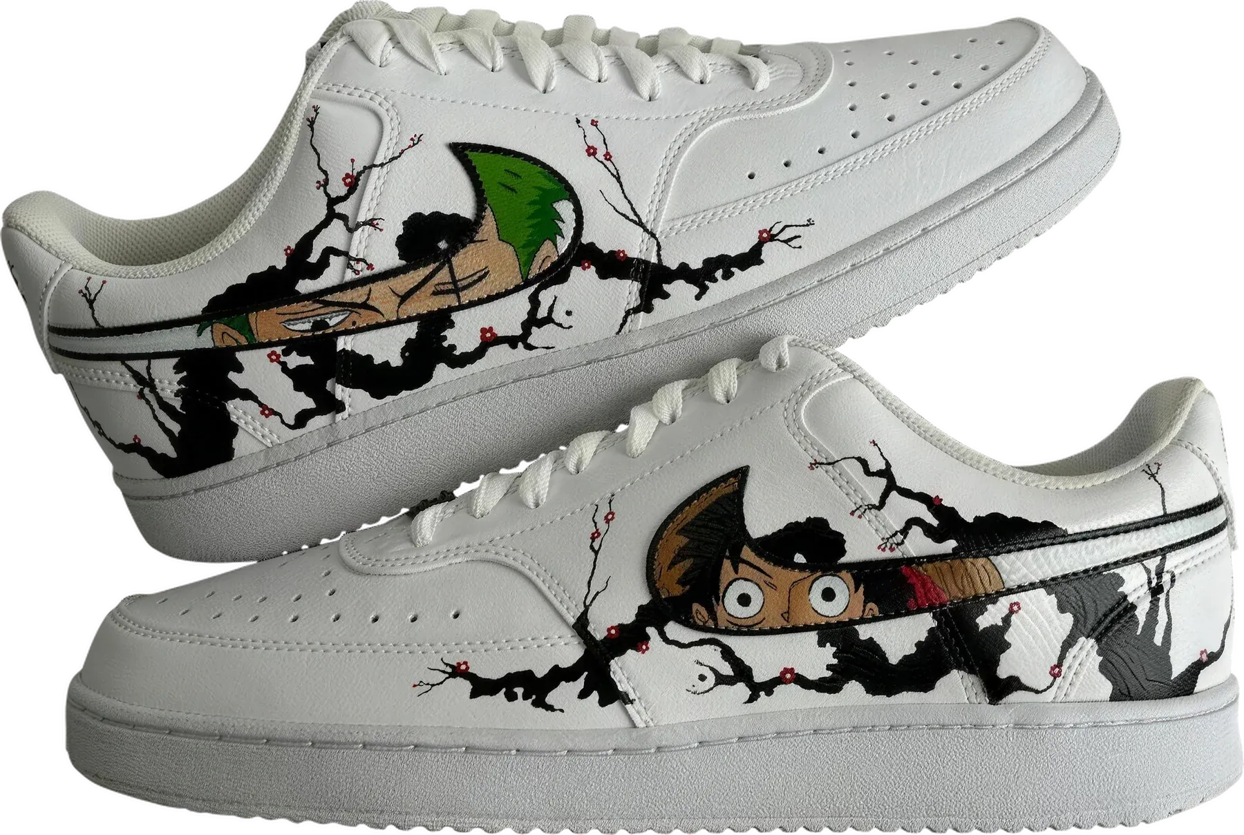 Luffy x Zoro hand-painted Air Force 1 sneakers