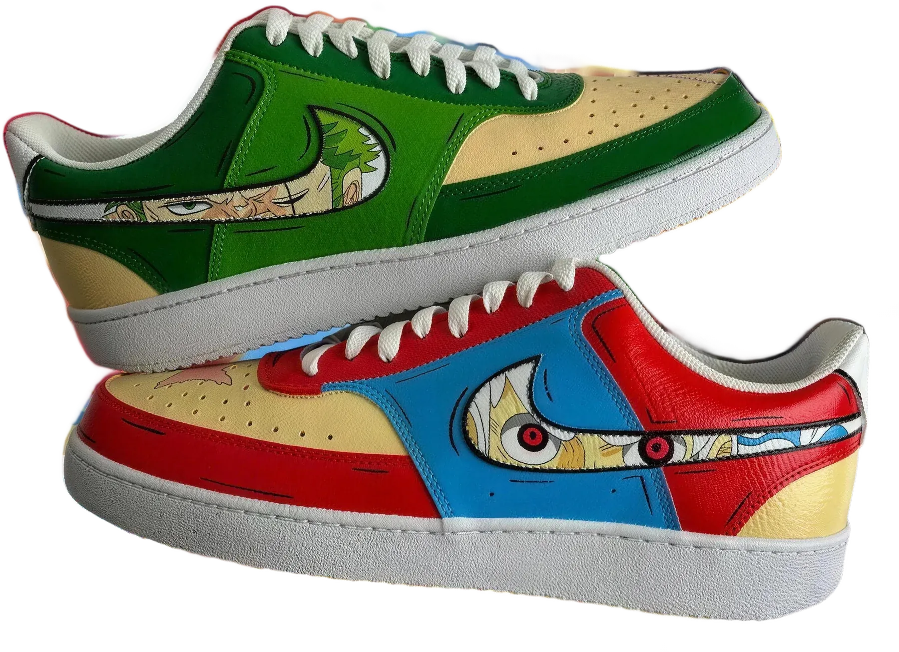 One Piece Luffy x Zoro hand-painted Air Force 1 High sneakers